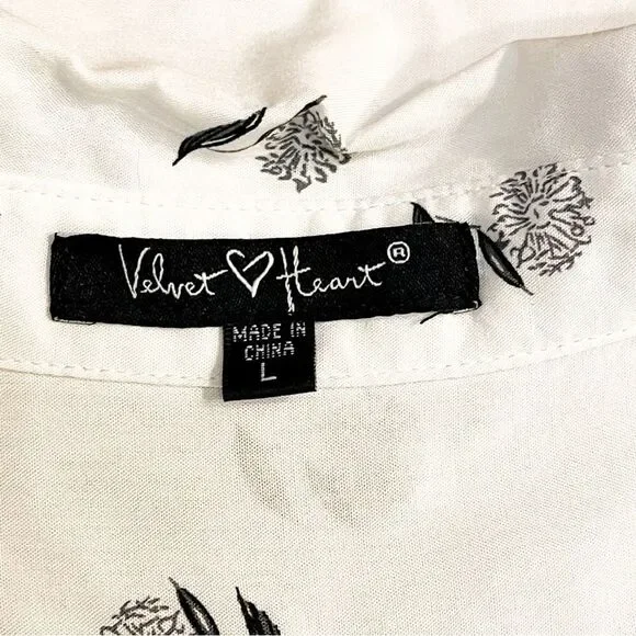 🍋 Velvet Heart • Women’s Dandelion Print Long Sleeve Shirt Size L - Picture 5 of 8